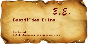 Beszédes Edina névjegykártya